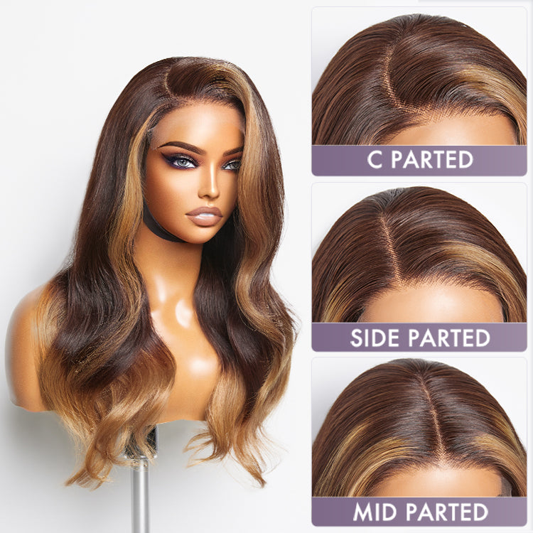 Limited Design | Blonde Ombre Highlights Loose Wave Glueless 5x5 Closure HD Lace Wig | Large & Small Cap Size-03