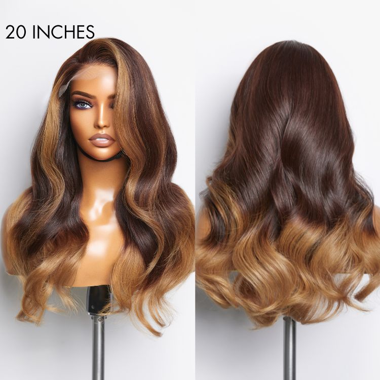 Limited Design | Blonde Ombre Highlights Loose Wave Glueless 5x5 Closure HD Lace Wig | Large & Small Cap Size-05