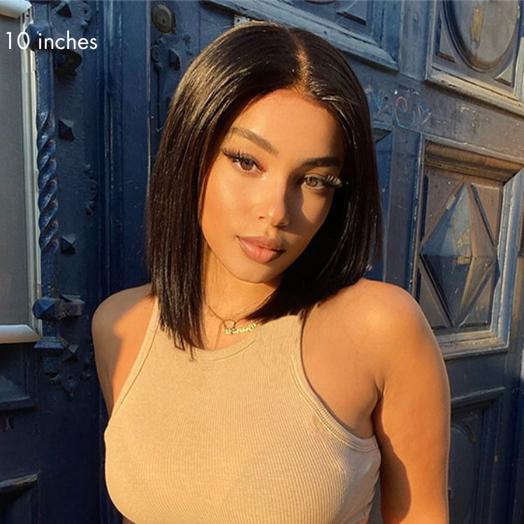 Luvme Hair beginner-friendly glueless silky blunt cut 4x4 closure bob wig, upgraded 2.0, showcasing smooth, straight hair and natural hairline.
