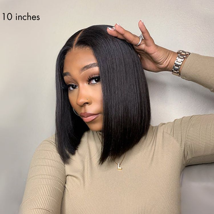 Luvme Hair beginner-friendly glueless silky blunt cut 4x4 closure bob wig, upgraded 2.0, displayed on a mannequin head.