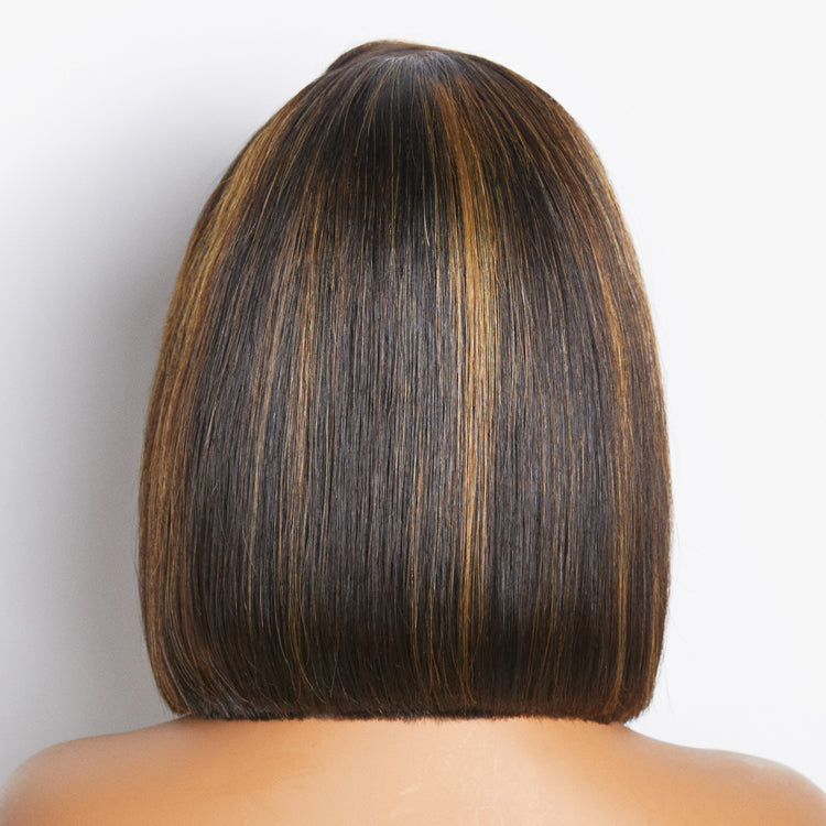 Limited Design | Mix Ombre Highlights Glueless 5x5 Closure HD Lace Bob Wig | Large & Small Cap Size-06