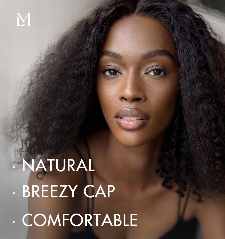 Kinky Curly Natural Black Glueless 5x5 Closure HD Lace Wig Ready To Go | Large & Small Cap Size - US ONLY-09