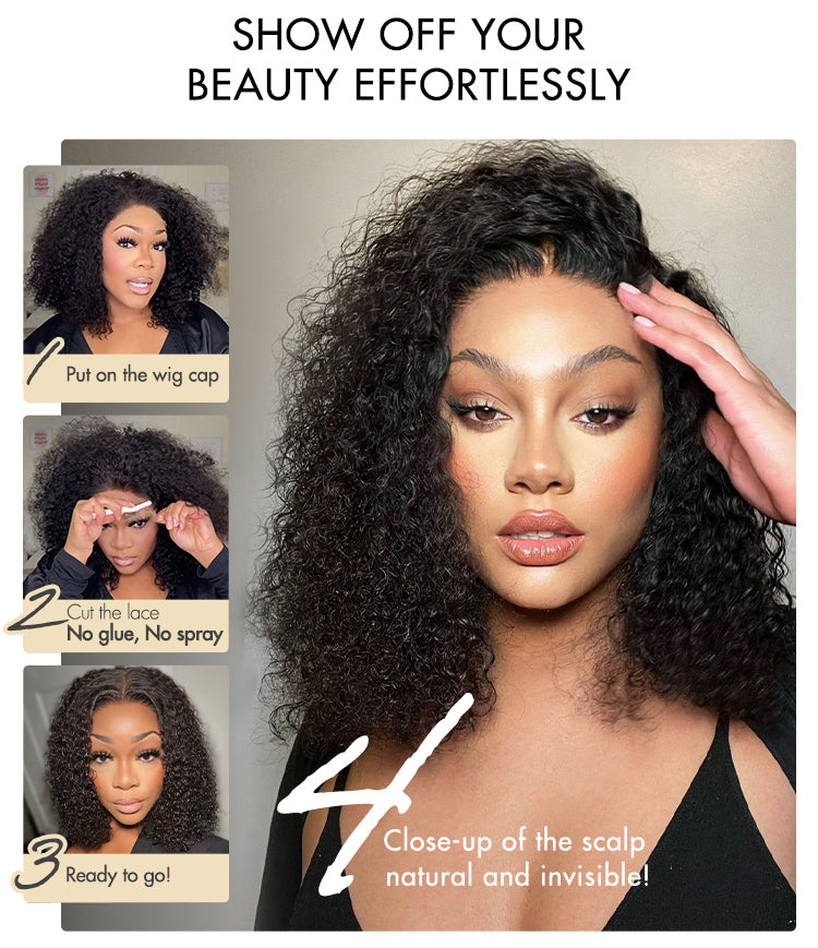 4C Edges | Kinky Curly Glueless 5x5 Closure HD Lace Wig Ready To Go 100% Human Hair - US Only-01