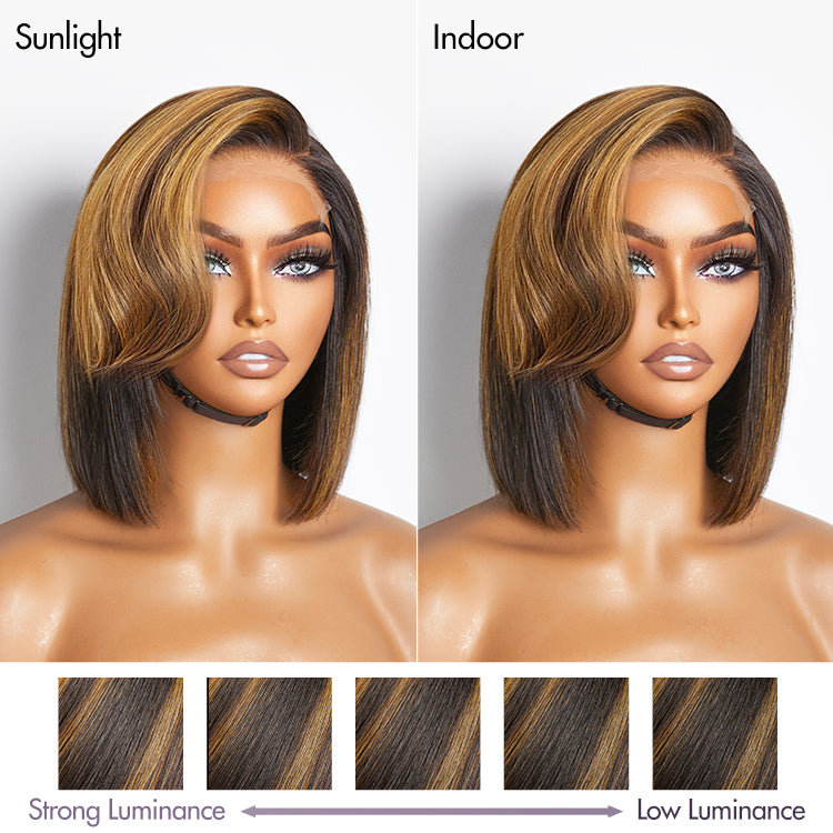Limited Design | Mix Ombre Highlights Glueless 5x5 Closure HD Lace Bob Wig | Large & Small Cap Size-05