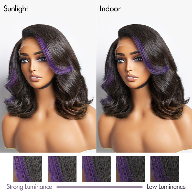 Limited Design | Purple Highlights Loose Wave Glueless 5x5 Closure HD Lace Wig | Large & Small Cap Size-04