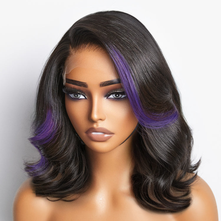 Limited Design | Purple Highlights Loose Wave Glueless 5x5 Closure HD Lace Wig | Large & Small Cap Size-02