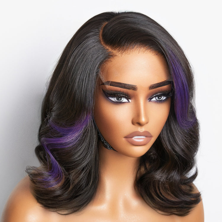 Limited Design | Purple Highlights Loose Wave Glueless 5x5 Closure HD Lace Wig | Large & Small Cap Size-01