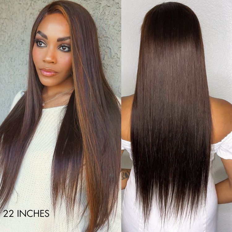 Luvme honey blonde highlight silky straight 5x5 closure lace wig made from 100% human hair displayed on a mannequin head