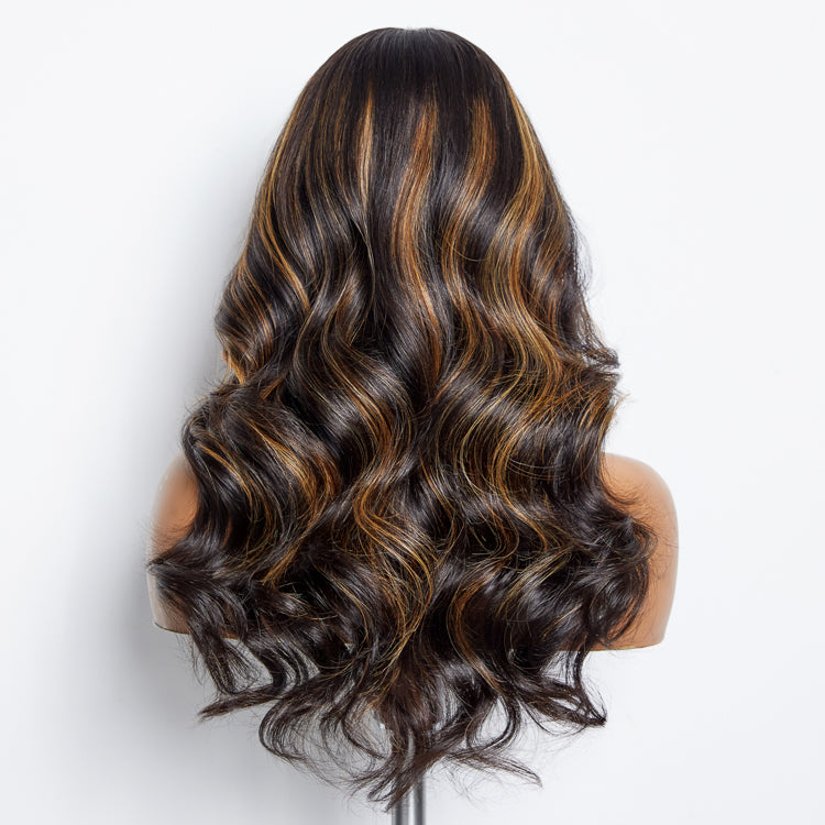 Breathable Cap Loose Wave 5x5 Closure Lace Glueless Human Hair Long Wig with Cute Bangs - US Only-12