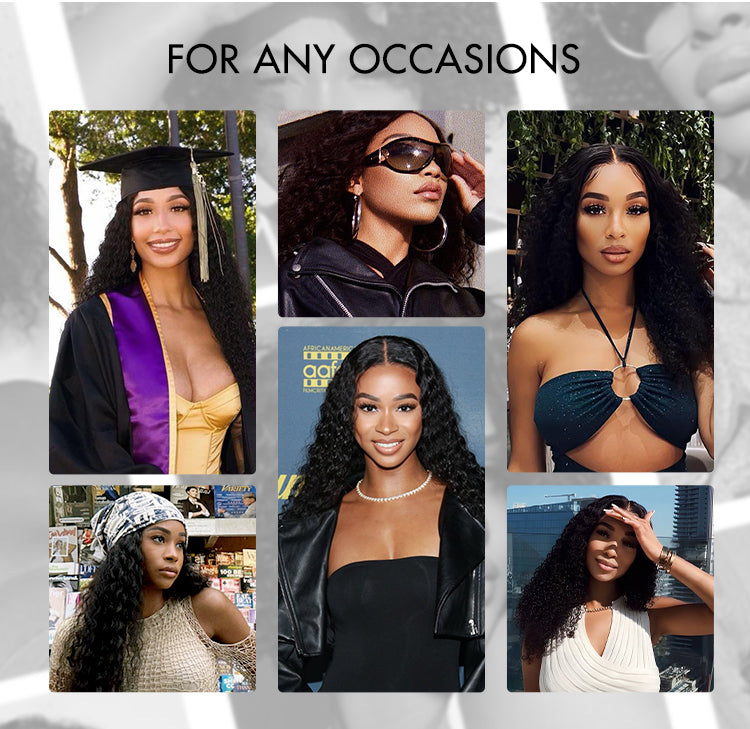 Deep Wave 4x4 Closure Lace Glueless Mid Part Long Curly Wig 100% Human Hair-02