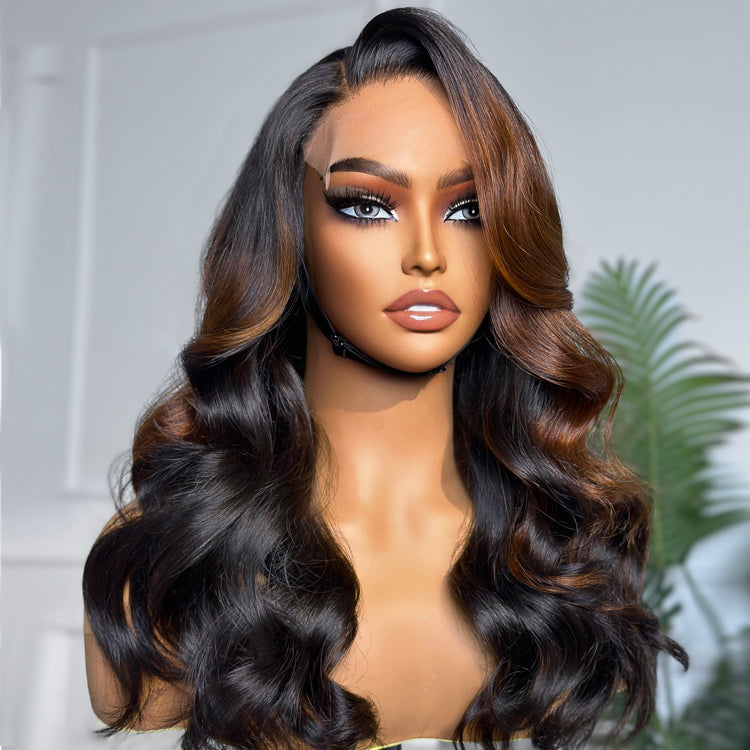 Luvme Hair 180% Density | Trendy Brown with Black Peekaboo Loose Wave Glueless 5x5 Closure Lace Wig - US Only-02