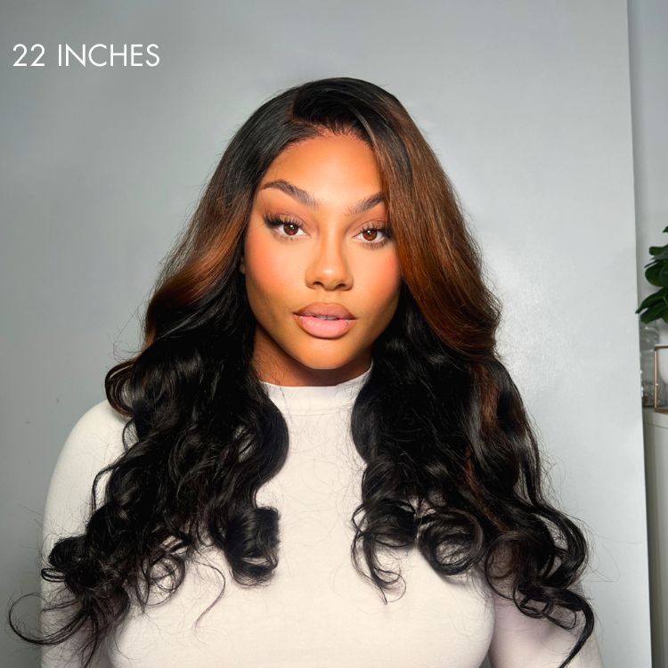 Luvme Hair 180% Density | Trendy Brown with Black Peekaboo Loose Wave Glueless 5x5 Closure Lace Wig - US Only-05