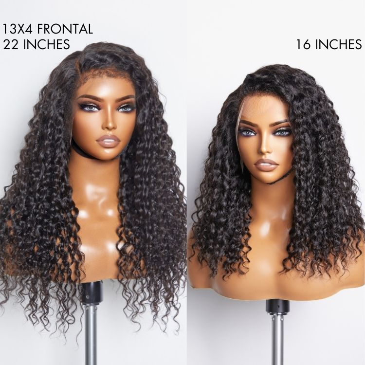 4C Edges | Right Side Part Glueless 5x5 Closure / 13x4 Frontal HD Lace Ear to Ear Fluffy Water Wave Wig- US ONLY-09