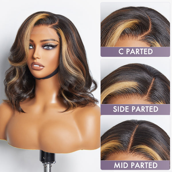 Limited Design | Brown Blonde Combo Highlight Loose Wave Glueless 5x5 Closure HD Lace Wig-06