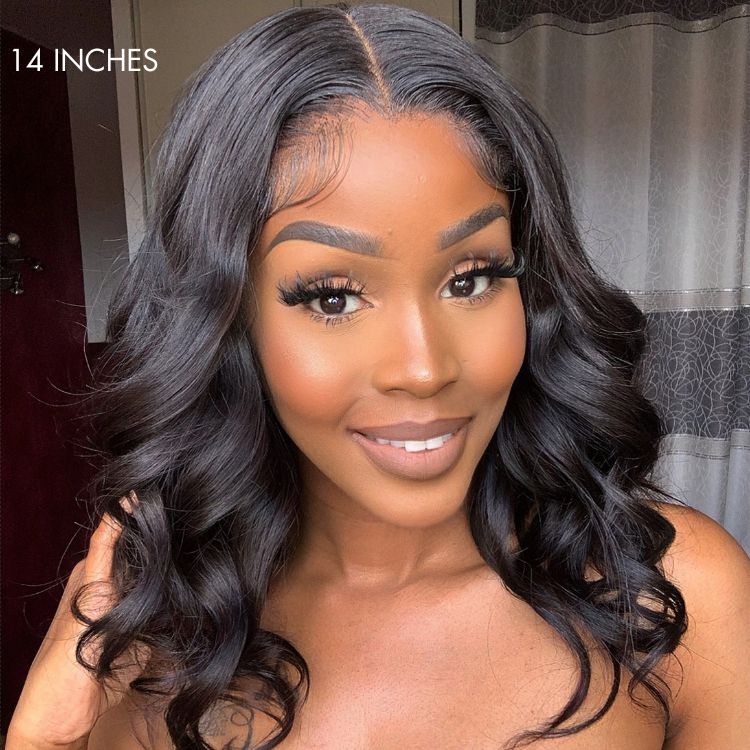 Luvme Hair 180% Density | Natural Black Loose Body Wave 5x5 Closure HD Lace Glueless Mid Part Long Wig | Large & Small Cap Size-10