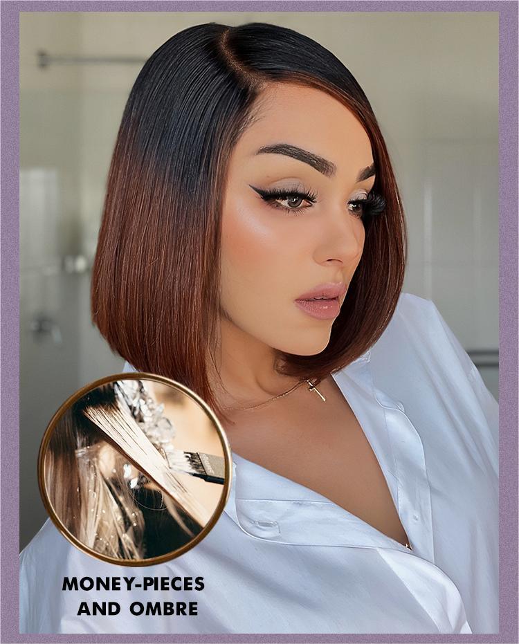 Limited Design | Ombre Highlight Silky Blunt Cut Glueless 5x5 Closure HD Lace Bob Wig Pre-Cut Lace | Large & Small Cap Size-04