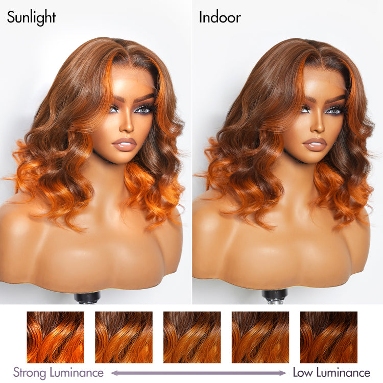 Limited Design | Ginger Highlight Ombre Loose Wave Glueless 5x5 Closure HD Lace Wig | Large & Small Cap Size-05
