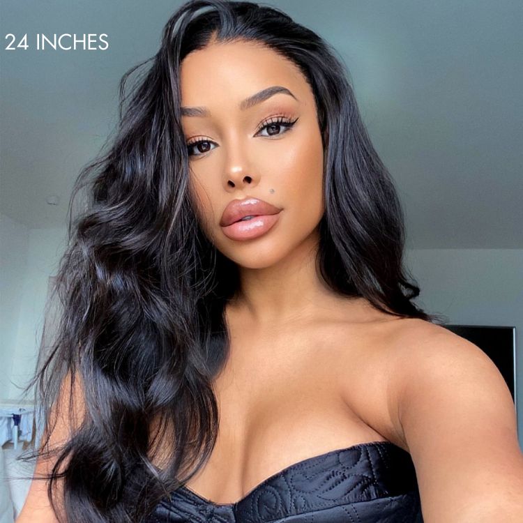 Luvme 13x4 frontal wig with body wave style, 180% density, HD lace, glueless long wig, natural hair appearance
