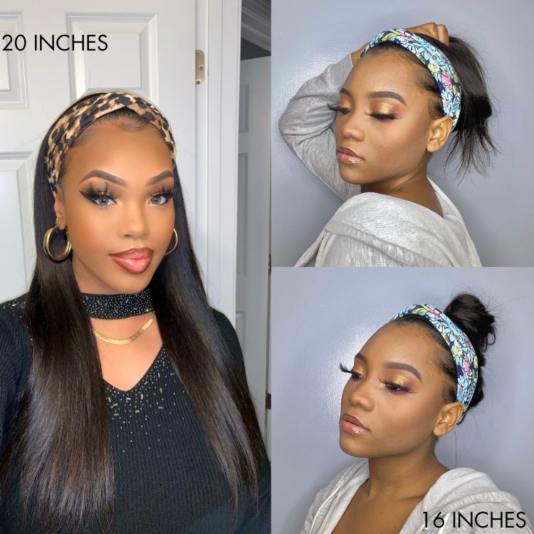 Put On & Go Silky Straight Headband Wig Beginner Friendly 100% Human Hair (Get Free Trendy Headbands) - US ONLY-12