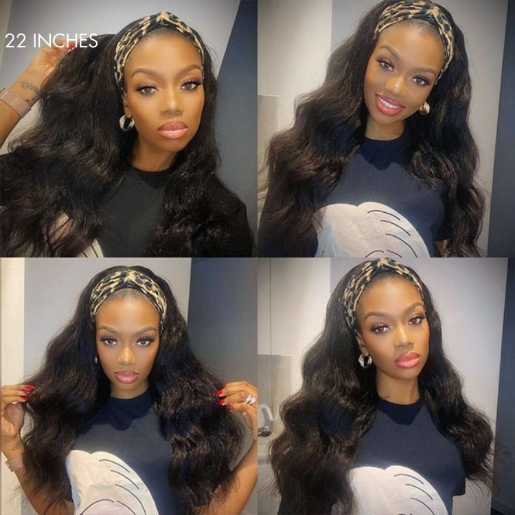 Natural Black Body Wave No Lace Glueless Long Headband Wig 100% Human Hair-07