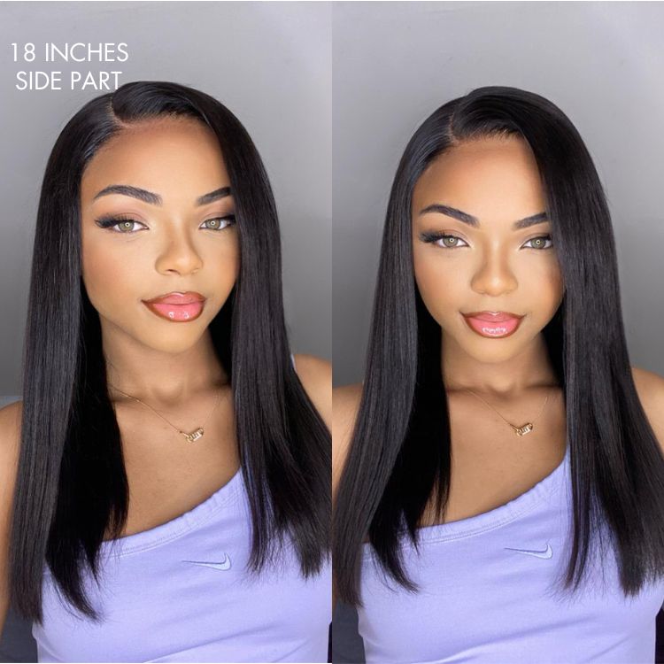 Luvme 13x4 frontal wig with 180% density, silky straight human hair, HD lace, glueless design, long style.