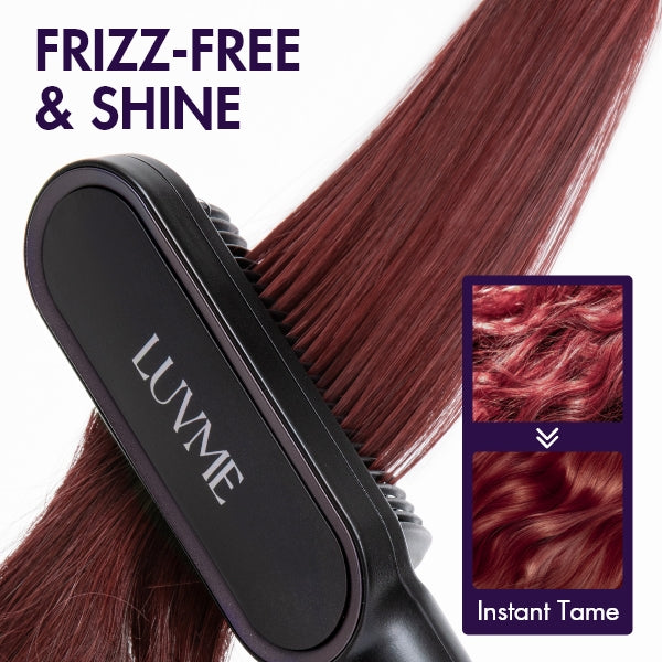 Luvme Hair ceramic heated hair straightener comb with US plug, 20s fast heat, adjustable temperature, anti-scald for salon and home use.