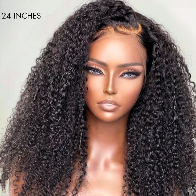 Luvme Afro curly 13x4 frontal lace wig with real HD lace, glueless free parting, showcasing the wig's natural curl pattern and lace front.
