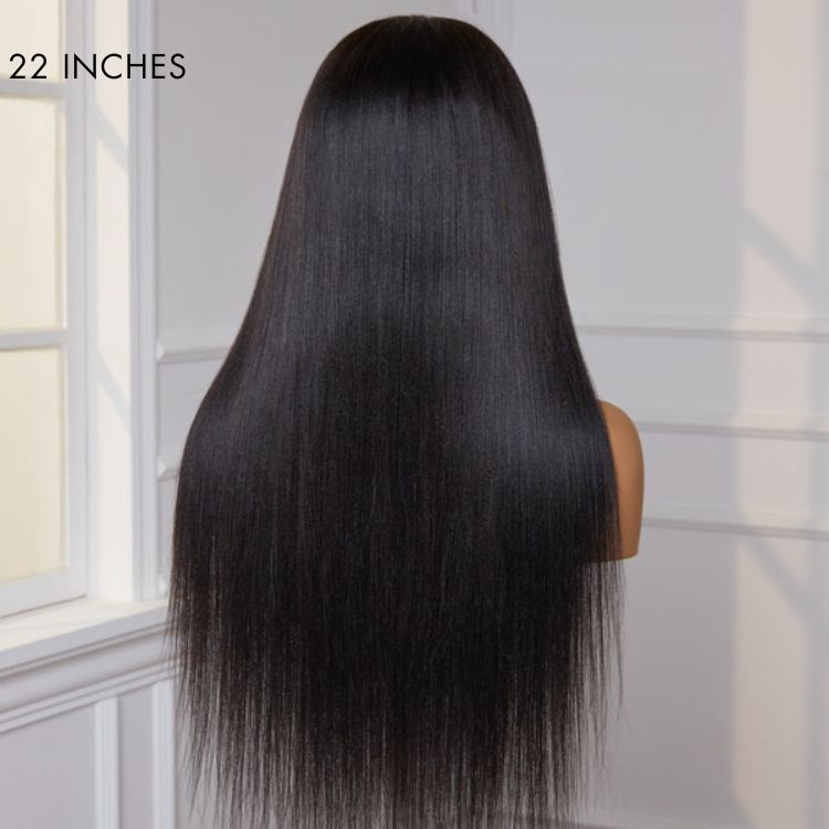 Luvme Natural Hairline Yaki Straight 13x4 Frontal HD Lace Wig, long 100% human hair with glueless design and natural parting.