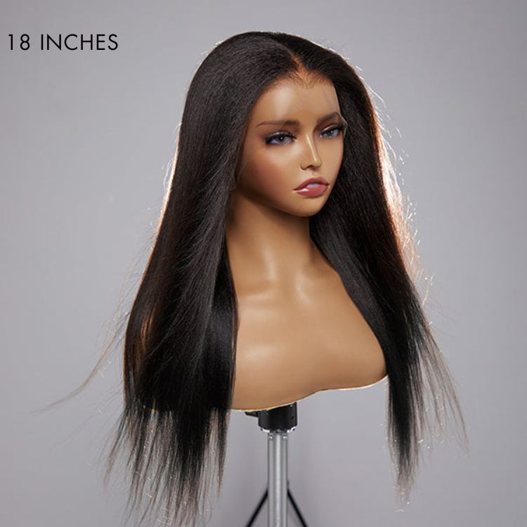 Luvme Natural Hairline Yaki Straight 13x4 Frontal HD Lace Wig with 100% human hair, glueless long wig, US shipment