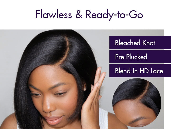 Layered Cut Yaki Straight Left C Part Glueless Minimalist HD Lace Bob Wig Ready to Go-12