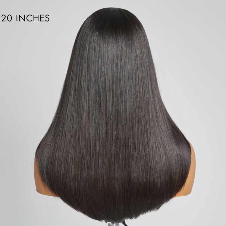 Luvme 13x4 frontal lace wig with long silky straight 90s-inspired side swoop, made from 100% human hair.