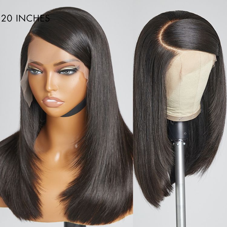 Luvme 90s inspired silky straight 13x4 frontal lace wig with side swoop, long 100% human hair, glueless installation