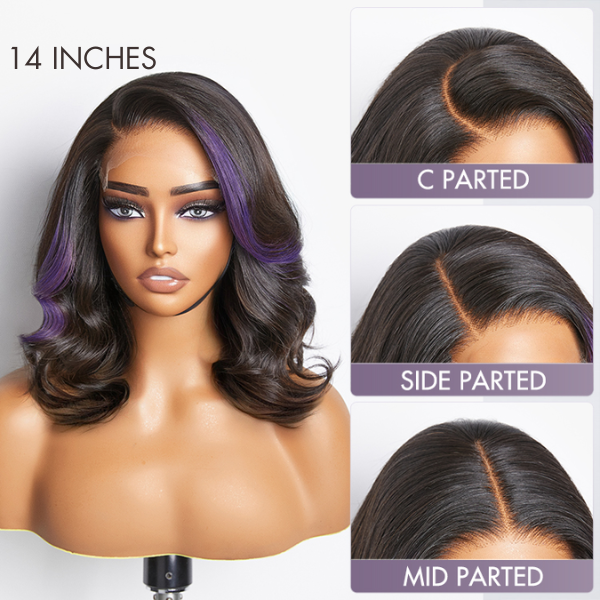 Limited Design | Purple Highlights Loose Wave Glueless 5x5 Closure HD Lace Wig | Large & Small Cap Size-03