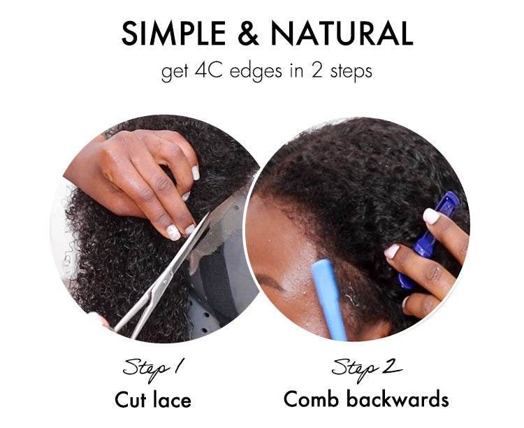 4C Edges | Natural Black Kinky Edges Kinky Straight 5x5 Closure Glueless Long Wig 100% Human Hair - US Only-03