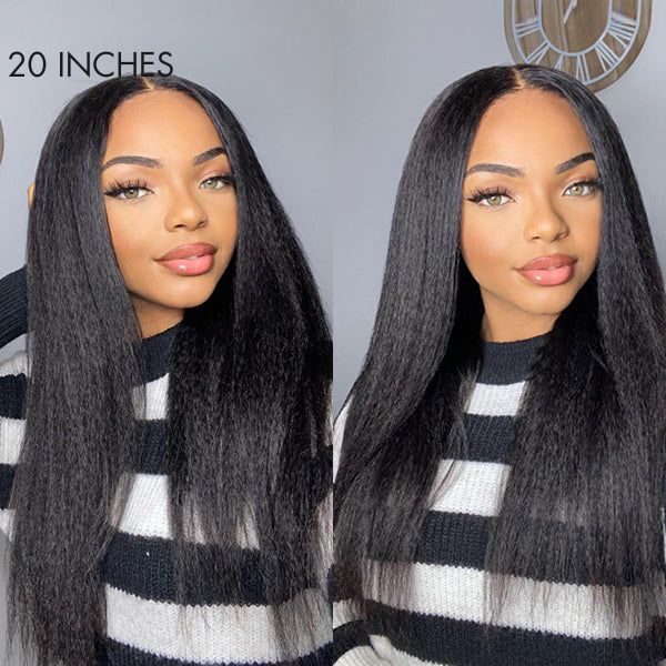 Natural Kinky Straight Glueless 5x5 / 13x4 HD Lace Long Wig 100% Human