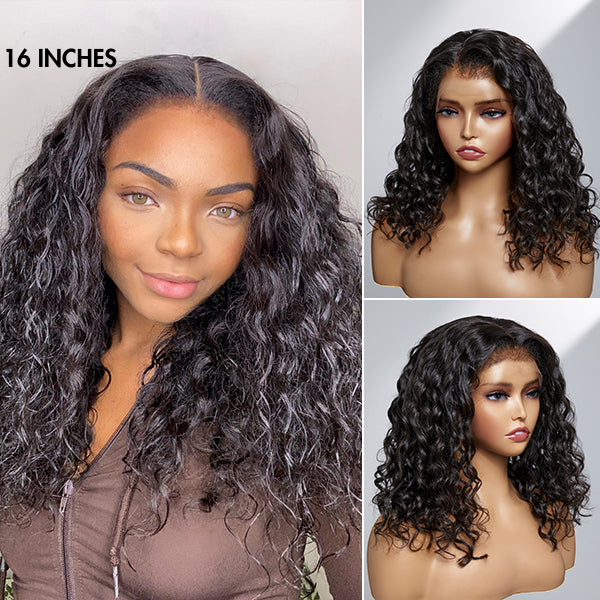 Flash Sale | 4C Edges | Water Wave Kinky Edges Glueless Free Parting 13x4 Undetectable Lace Front Wig | Afro Inspired-06