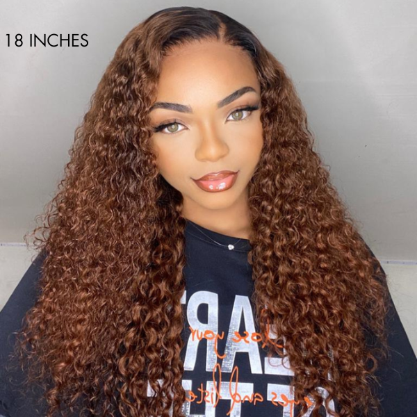 Reddish Brown Ombre Water Wave Glueless 5×5 Closure Lace Wig Pre-bleached - US ONLY-03