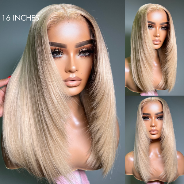 Blonde 613 Layered Cut Glueless 5x5 Closure HD Lace Wig 100% Virgin Human Hair-10