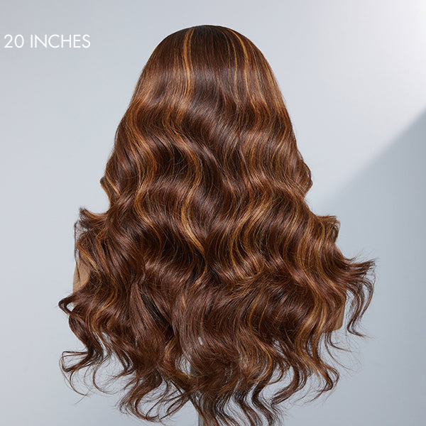 Luvme Hair blonde highlight loose body wave 13x4 frontal HD lace wig with long left-side part