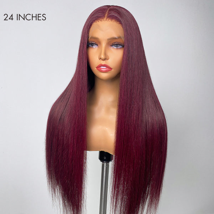 Luvme Mystery Mulberry Silky Straight 4x4 Closure Lace Glueless Wig displayed on a mannequin head
