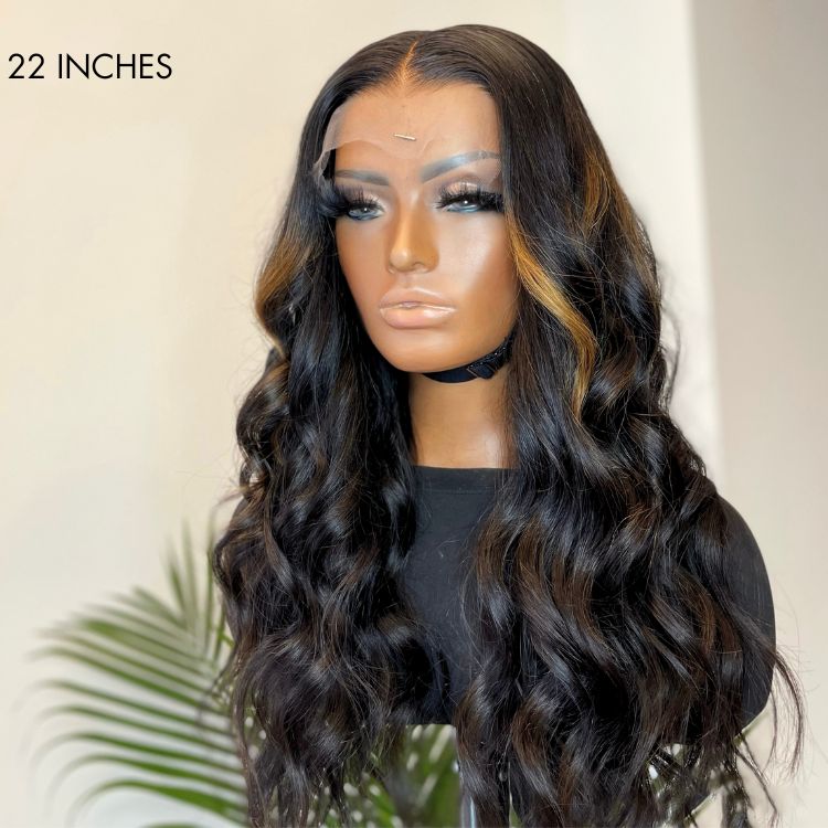 Blonde Piece Highlights Loose Wave Glueless 5x5 Closure HD Lace Wig | Large & Small Cap Size-07