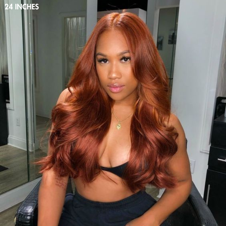Cinnamon Brown Loose Wave / Straight / Straight Layer Glueless 5x5 Closure  HD Lace Wig- US ONLY-11
