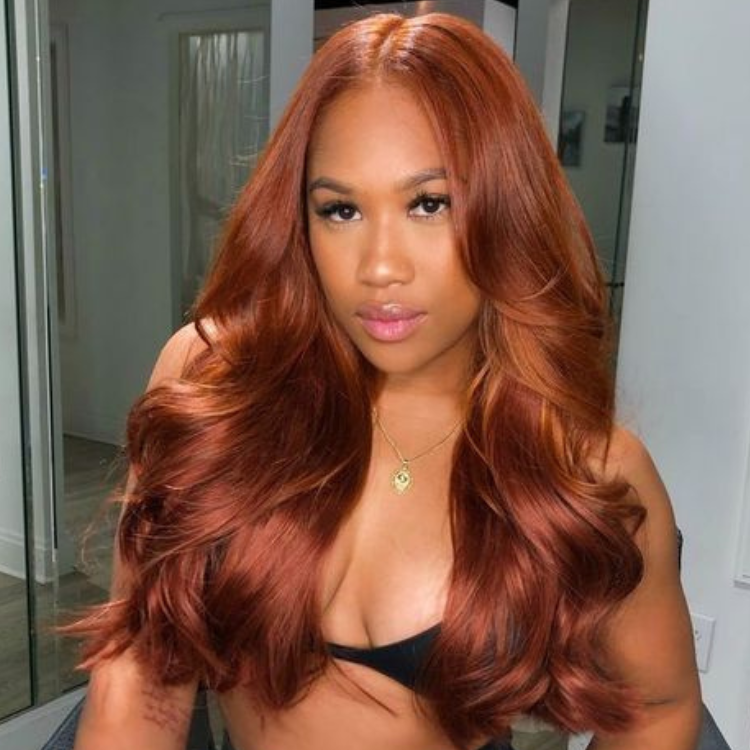Luvme cinnamon brown 5x5 closure wig with loose wave and straight styles, HD lace, glueless fit, US only