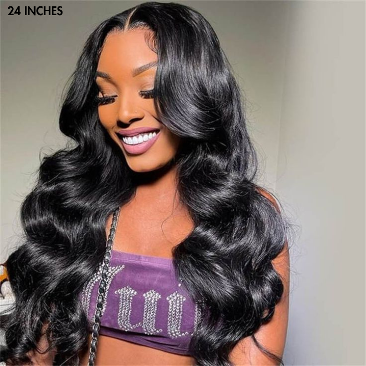 Luvme 5x5 closure lace wig with natural black body wave, long glueless human hair wig, 200% density, 5x5 closure style