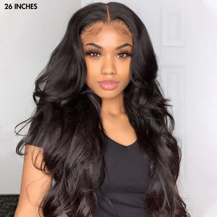 Luvme natural black body wave 5x5 closure lace glueless long wig made of 100% human hair with 200% mega density