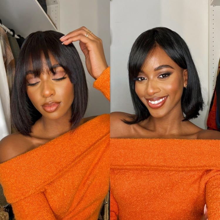 Trendy Short Cut Bob Wig With Bangs | Beginner Friendly-07