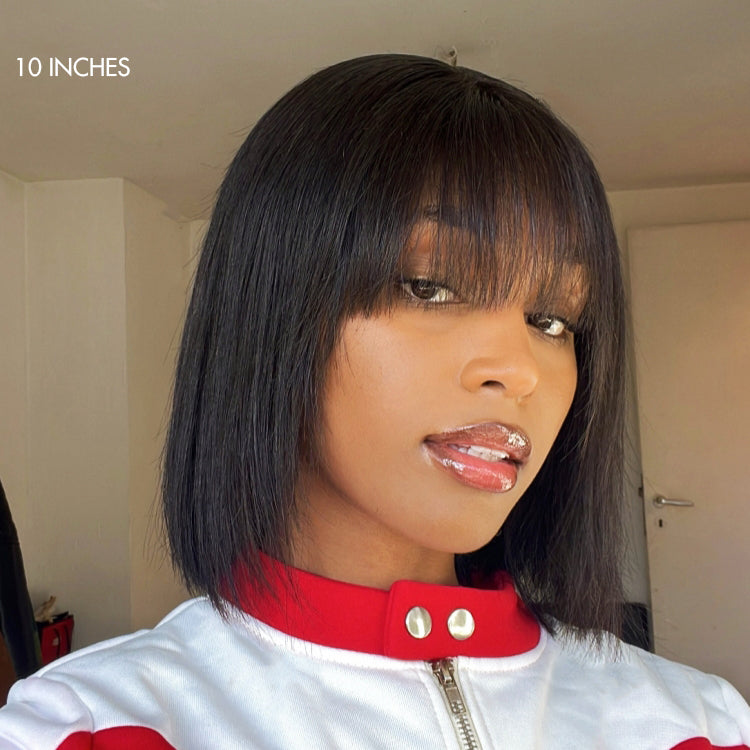 Trendy Short Cut Bob Wig With Bangs | Beginner Friendly-02