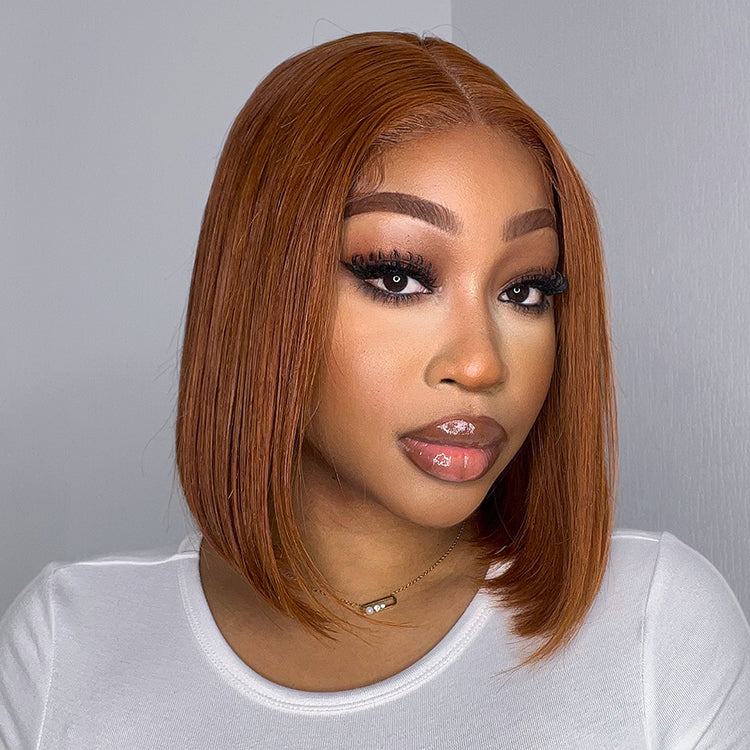 Luvme My GO-TO BOB™ beginner-friendly sugar maple 4x4 closure lace wig with a mid-part, glueless design, natural hairline.