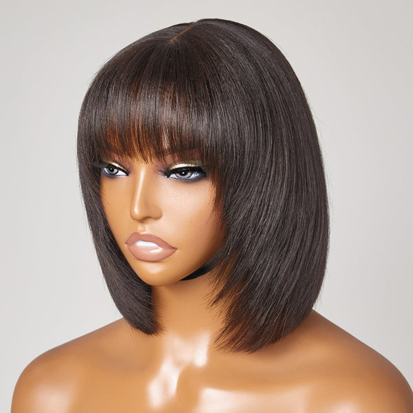 Luvme 13x4 frontal lace wig with natural hair, styled with smooth, straight strands and a lace front for a seamless look.