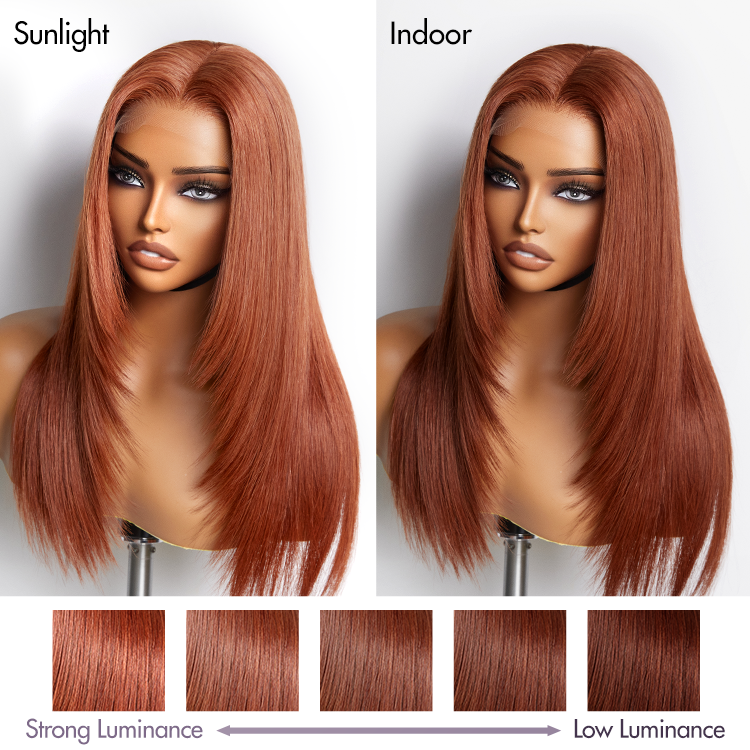 Luvme cinnamon brown 5x5 closure wig with loose wave and straight styles, HD lace, glueless design, US only